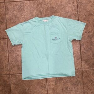 Simply Southern Green cotton short sleeve pocket tee. Kids XL